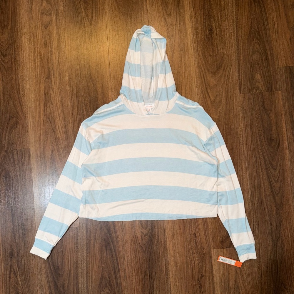 NWT Colsie Blue and White Striped Hoodie
